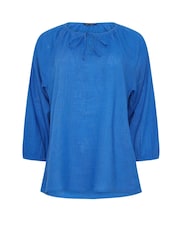 M&Co Blue Long Sleeve Tie Neck Top - Image 5 of 5
