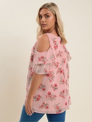 Rosa claro - Yours Curve Lined Frill Blouse - Imagen 3 de 5