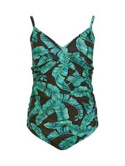 Yours Curve Green Maternity Twist Front Swimsuit - Image 1 of 2