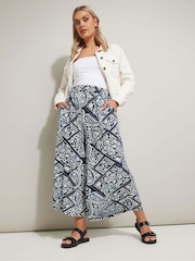 Yours Curve Light Blue Jersey Midaxi Culottes - Image 1 of 5
