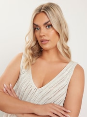 Yours Curve Natural Metallic Pointelle Vest - Image 4 of 5