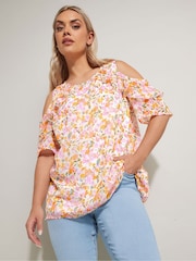Rosa - Yours Curve Lined Frill Blouse - Imagen 1 de 5