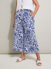 Yours Curve Blue Jersey Midaxi Culottes - Image 1 of 5