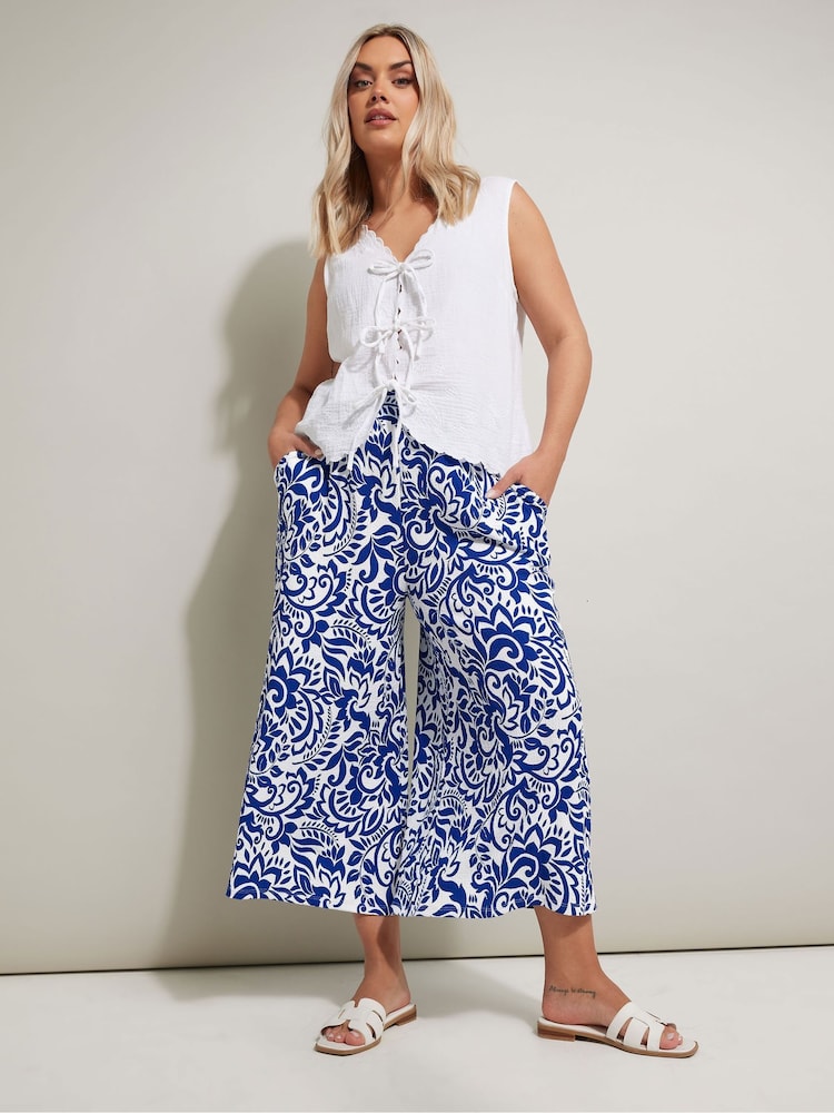 Yours Curve Blue Jersey Midaxi Culottes - Image 2 of 5