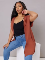 Marrón - Yours Curve Grown On Sleeve Cover-Up - Imagen 1 de 5