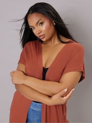 Marrón - Yours Curve Grown On Sleeve Cover-Up - Imagen 4 de 5