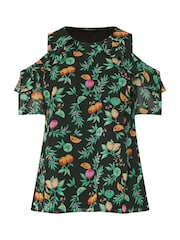 Negro - Yours Curve Lined Frill Blouse - Imagen 5 de 5