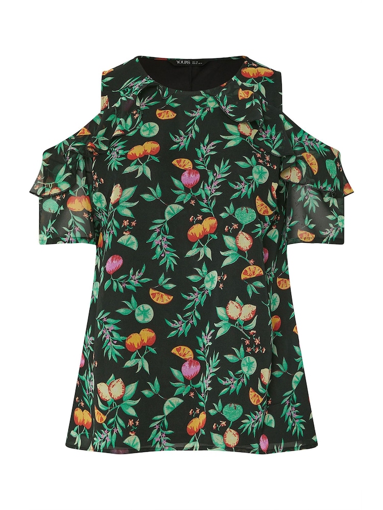 Negro - Yours Curve Lined Frill Blouse - Imagen 5 de 5