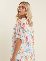 Yours Curve White Frill Neck Lined Blouse - Image 3 of 5