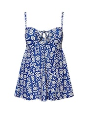 Yours Curve Blue Ikat Knot Front Swimdress - Image 6 of 7