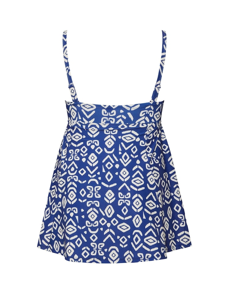Yours Curve Blue Ikat Knot Front Swimdress - Image 7 of 7