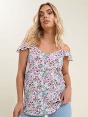 Rosa - Yours Curve Frill T-Shirt - Imagen 1 de 5