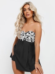 Yours Curve Black Knot Front Bandeau Swim Dress - Image 4 of 7