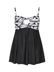 Yours Curve Black Knot Front Bandeau Swim Dress - Image 6 of 7