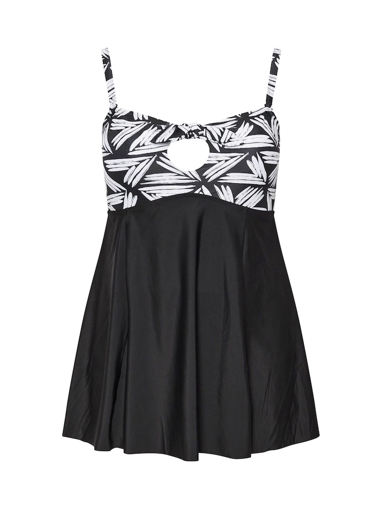 Yours Curve Black Knot Front Bandeau Swim Dress - Image 6 of 7