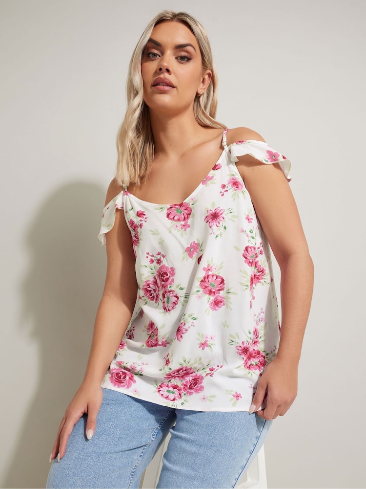 White - Yours Curve Frill T-Shirt - Image 1 of 5