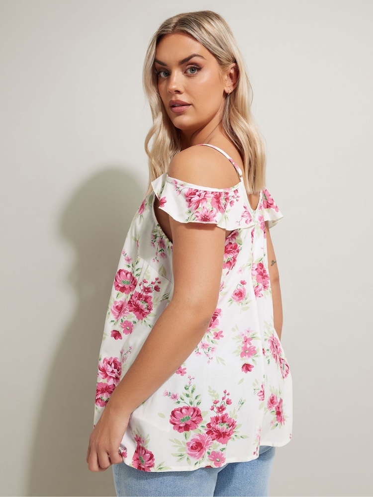 White - Yours Curve Frill T-Shirt - Image 2 of 5