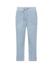 M&Co Blue Lightwash Rich Ribbed Waist Cropped Trousers - Image 5 of 5