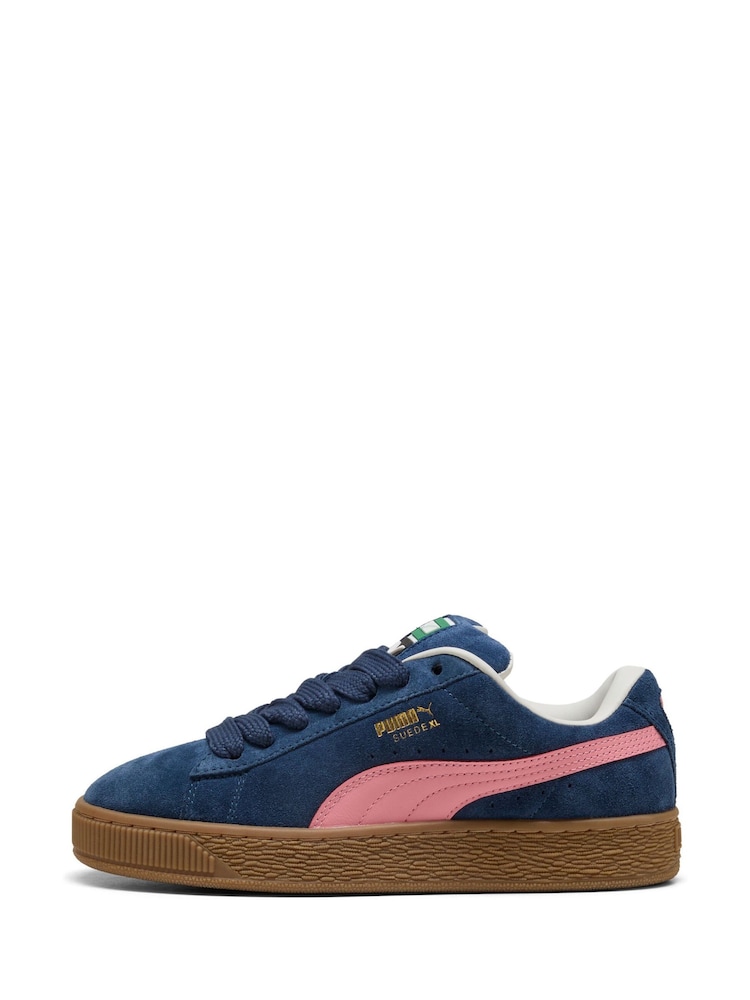 Puma Navy/Pink Womens Suede XL Trainers - Image 2 of 8