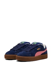 Puma Navy/Pink Womens Suede XL Trainers - Image 3 of 8