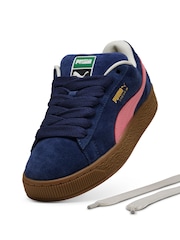Puma Navy/Pink Womens Suede XL Trainers - Image 4 of 8