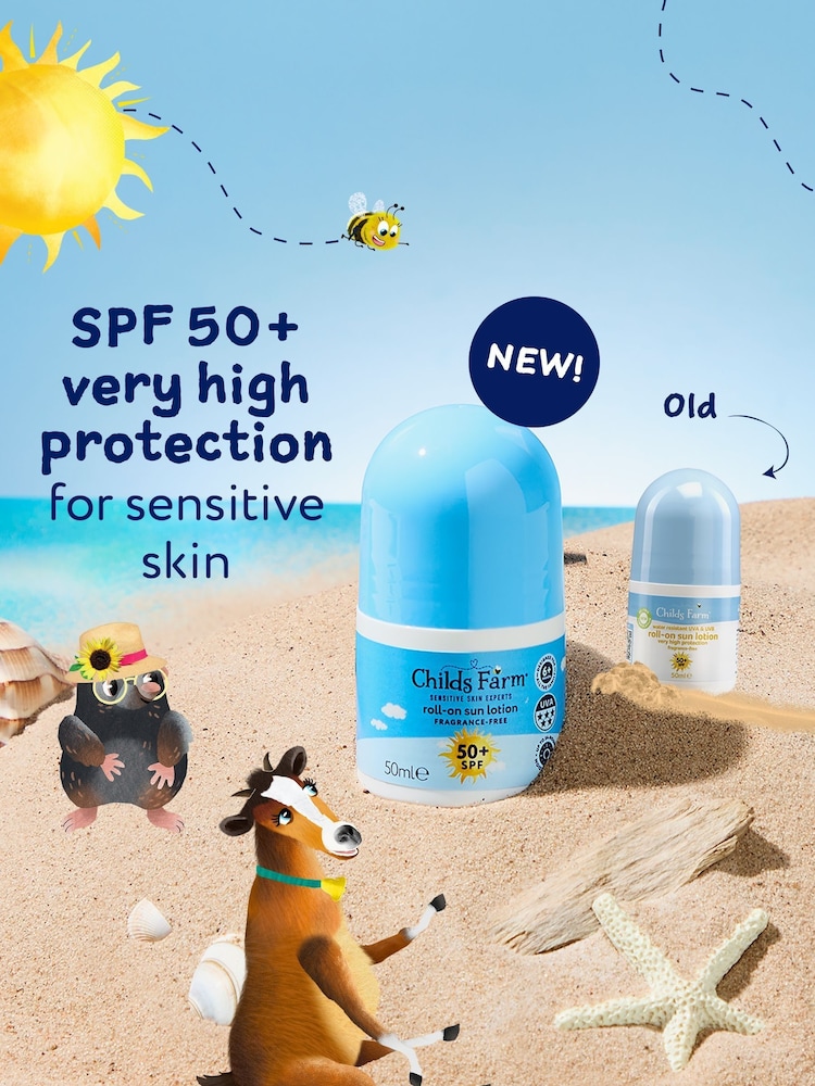 Childs Farm SPF50+ Roll On Sun Cream Fragrance Free 50ml - Image 2 of 4