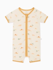 MORI Cream Lion Print Viscose Cotton Blend Rompersuit - Image 1 of 1