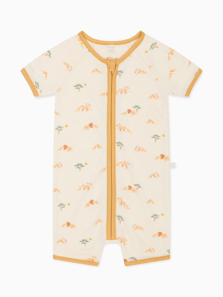 MORI Cream Lion Print Viscose Cotton Blend Rompersuit - Image 1 of 1