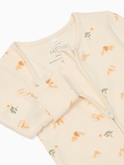 MORI Cream Lion Print Cotton/Viscose Blend 2 Way Zip Sleepsuit - Image 5 of 5