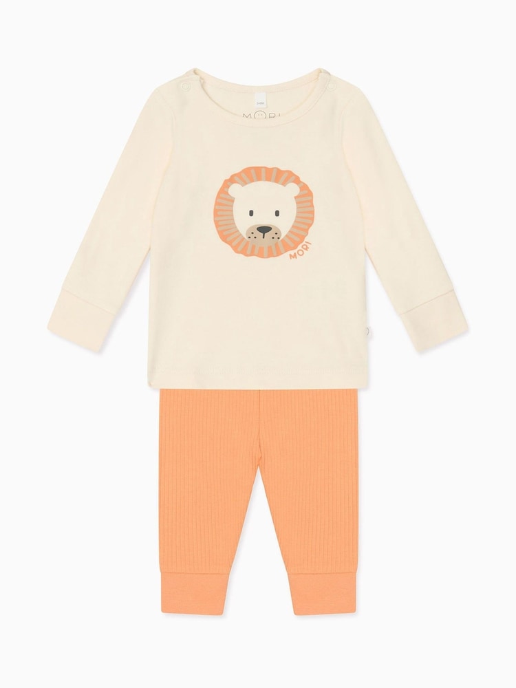 MORI Cream Lion Print Pyjamas Set 2 Piece - Image 1 of 3 MORI Cream Lion Print Pyjamas Set 2 Piece - Image 1 of 3