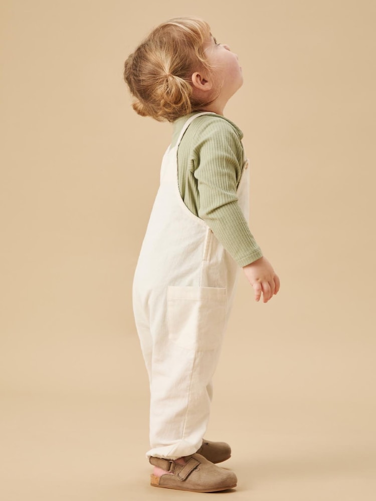 MORI Cream 100% Cotton Bamboo Cord Dungarees - Image 2 of 5