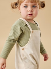 MORI Cream 100% Cotton Bamboo Cord Dungarees - Image 3 of 5