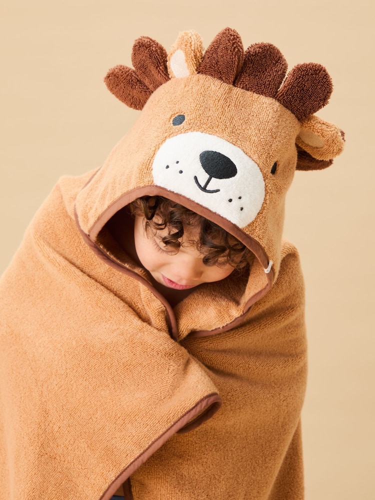 MORI Brown Lion 100% Cotton Super Soft Kids Hooded Towel - Bild 2 von 4 MORI Brown Lion 100% Cotton Super Soft Kids Hooded Towel - Bild 2 von 4
