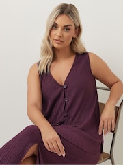 סגול - Yours Curve Plisse Co-Ord Waistcoat - תמונה 1 מתוך 5