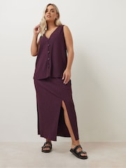 סגול - Yours Curve Plisse Co-Ord Waistcoat - תמונה 2 מתוך 5