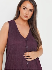 סגול - Yours Curve Plisse Co-Ord Waistcoat - תמונה 4 מתוך 5