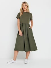 M&Co Green Petite Short Sleeve Midi 100% Cotton Dress - Image 1 of 5