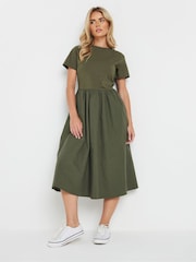 M&Co Green Petite Short Sleeve Midi 100% Cotton Dress - Image 2 of 5