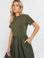 M&Co Green Petite Short Sleeve Midi 100% Cotton Dress - Image 4 of 5