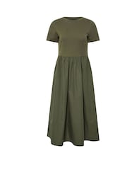 M&Co Green Petite Short Sleeve Midi 100% Cotton Dress - Image 5 of 5