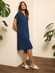 M&Co Blue Relaxed Shirt Dress - Image 1 of 5