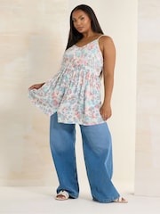 أبيض - Yours Curve Shirred Back Frill Camisole - صورة 2 من 5