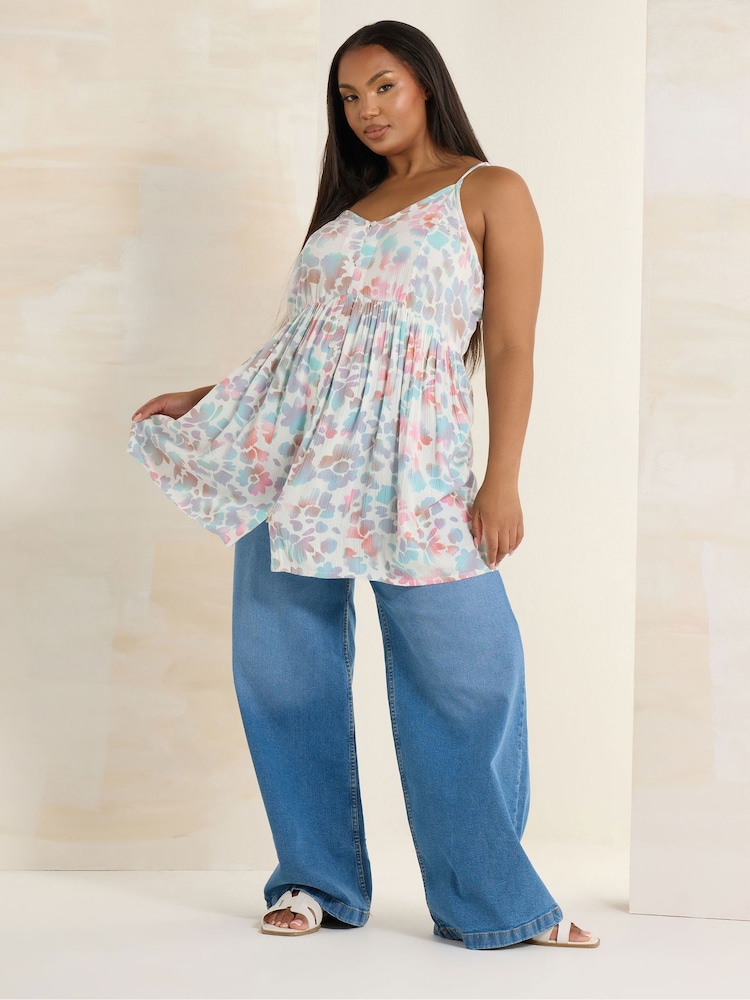 أبيض - Yours Curve Shirred Back Frill Camisole - صورة 2 من 5
