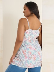 أبيض - Yours Curve Shirred Back Frill Camisole - صورة 3 من 5