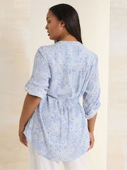 Yours Curve Blue Pintuck Blouse - Image 2 of 5