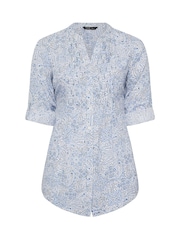 Yours Curve Blue Pintuck Blouse - Image 5 of 5