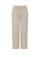M&Co Natural Drawstring Wide Leg Linen Trousers - Image 1 of 1