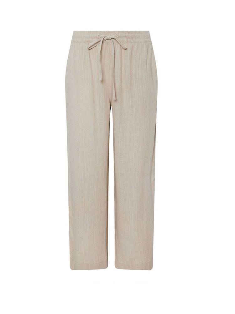 M&Co Natural Drawstring Wide Leg Linen Trousers - Image 1 of 1