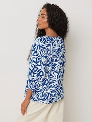 M&Co Blue Petite Long Sleeve Tie Neck Top - Image 4 of 6