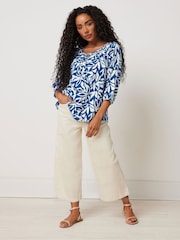 M&Co Blue Petite Long Sleeve Tie Neck Top - Image 5 of 6